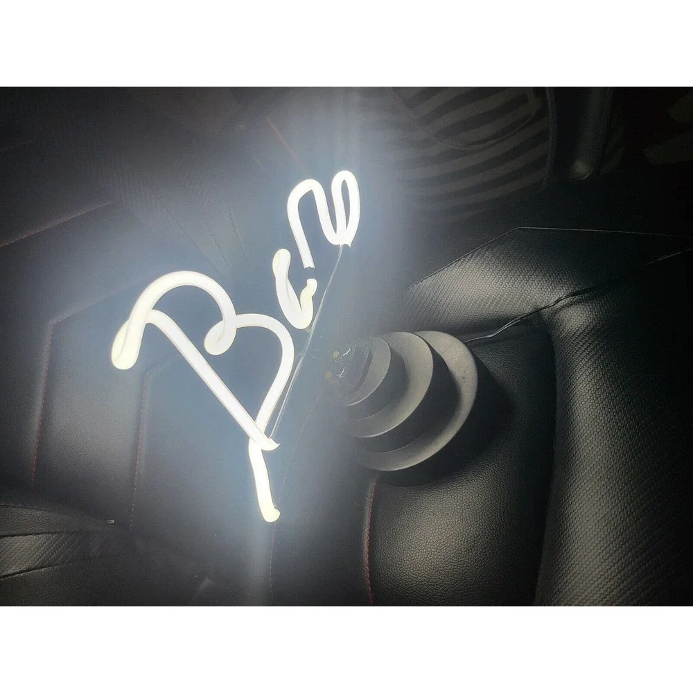 Electronic Plug In LED Neon Light Up Glass BAR Beer Sign Black & White